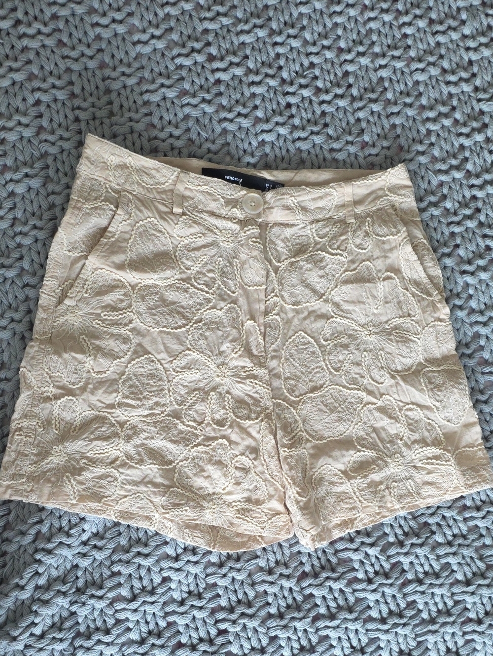 Vero Moda Cream Embroidered Bermuda Shorts